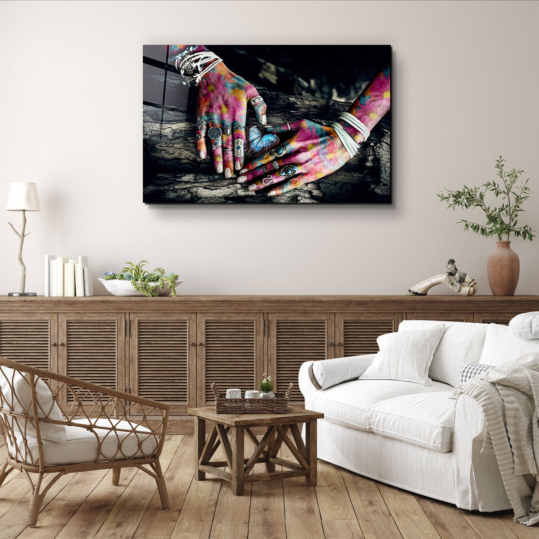 ・"Spiritual Hands"・Glass Wall Art | Artdesigna Glass Printing Wall Arts.