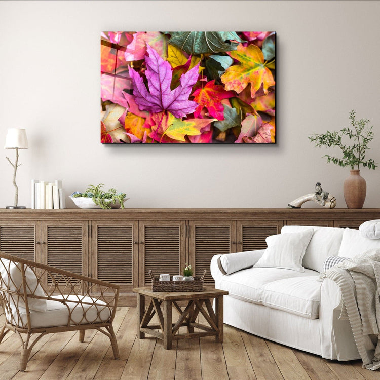 ・"Fall & Leaves"・Glass Wall Art | Artdesigna Glass Printing Wall Arts.