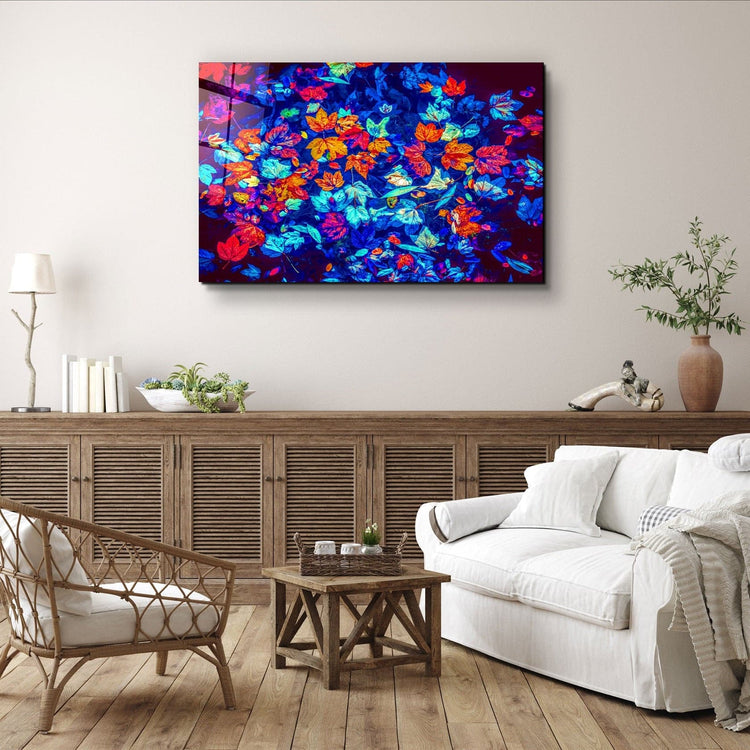 ・"Leaves on the Water"・Glass Wall Art | Artdesigna Glass Printing Wall Arts.