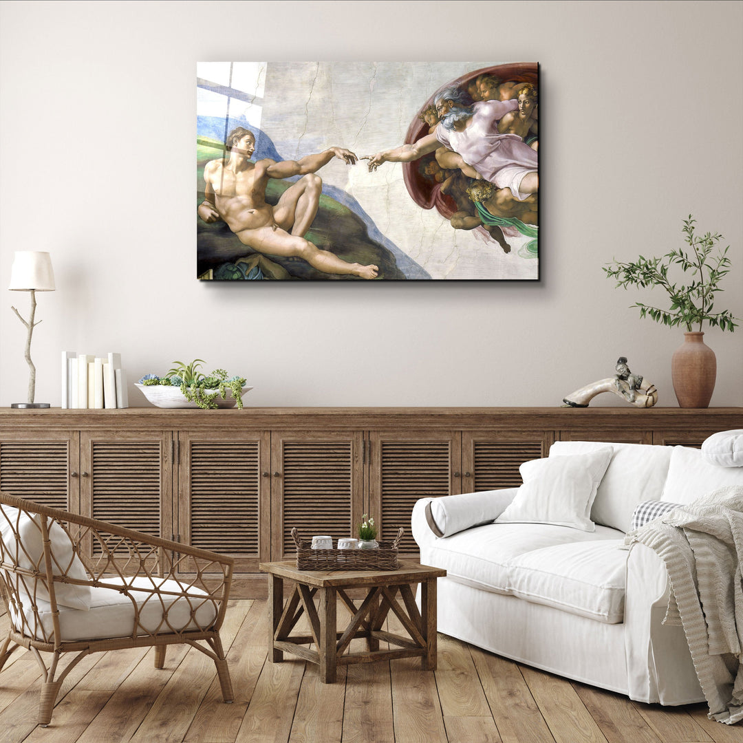 ・"Michelangelo - The Creation of Adam"・Glass Wall Art | Artdesigna Glass Printing Wall Arts.