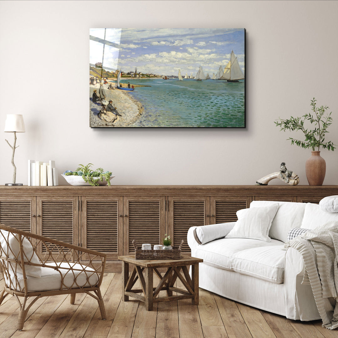 ・"Regatta at Sainte-Adresse (1867) by Claude Monet"・Glass Wall Art | Artdesigna Glass Printing Wall Arts.