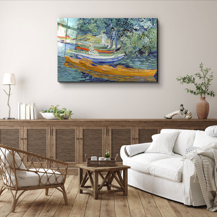 ・"Vincent van Gogh's Bank of the Oise at Auvers (1890)"・Glass Wall Art | Artdesigna Glass Printing Wall Arts.