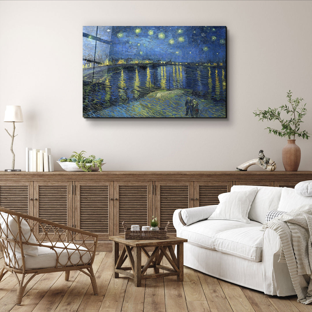 ・"Vincent van Gogh's Stary Night Over the Rhone (1888)"・Glass Wall Art | Artdesigna Glass Printing Wall Arts.