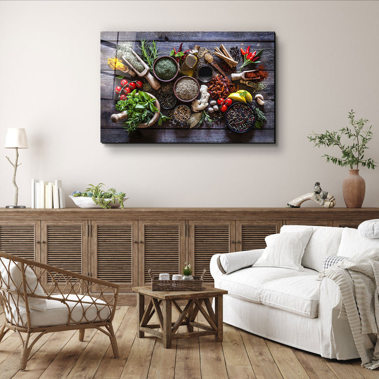 ・"Spices And Vegetables"・Glass Wall Art | Artdesigna Glass Printing Wall Arts.