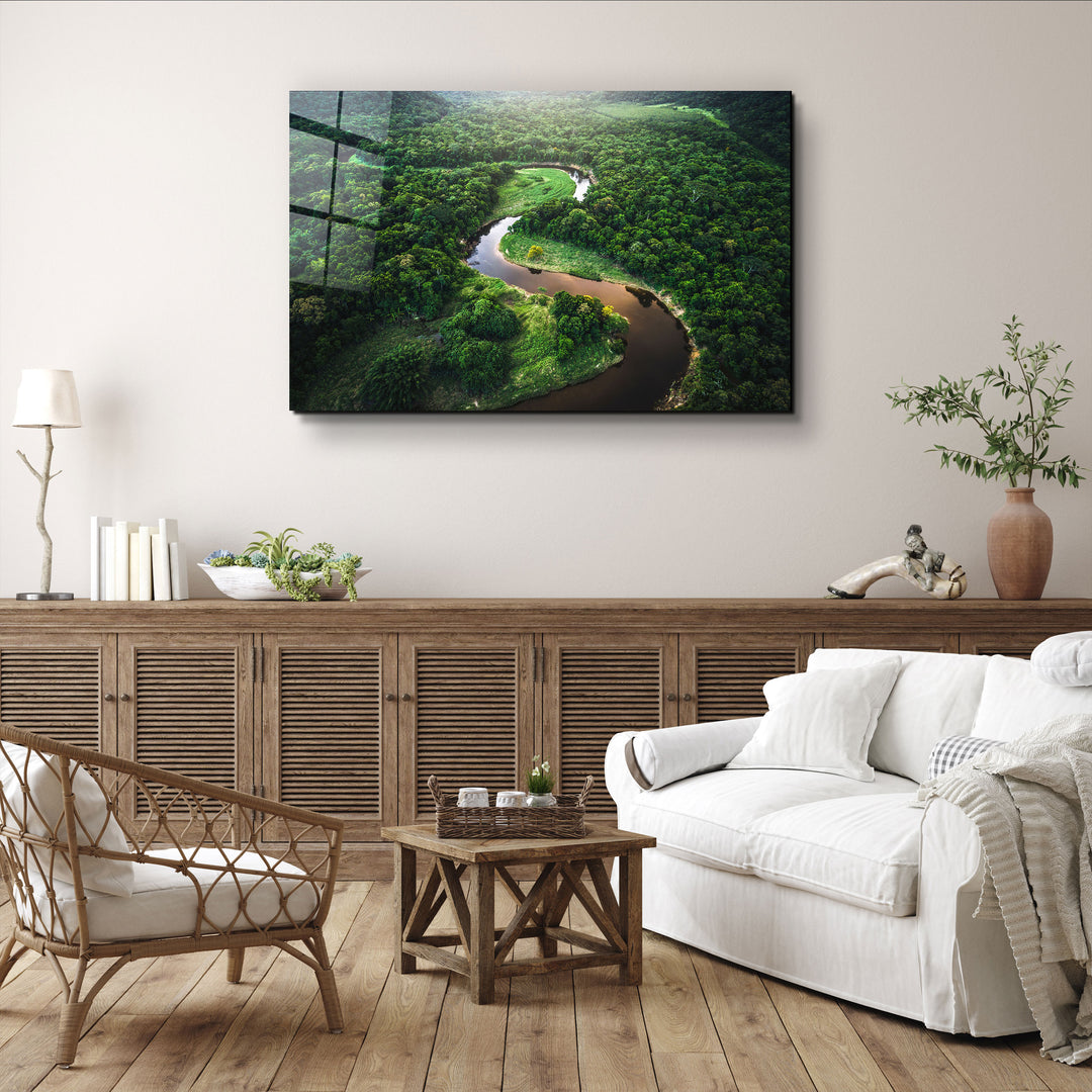 ・"Meandering River"・Glass Wall Art | Artdesigna Glass Printing Wall Arts.