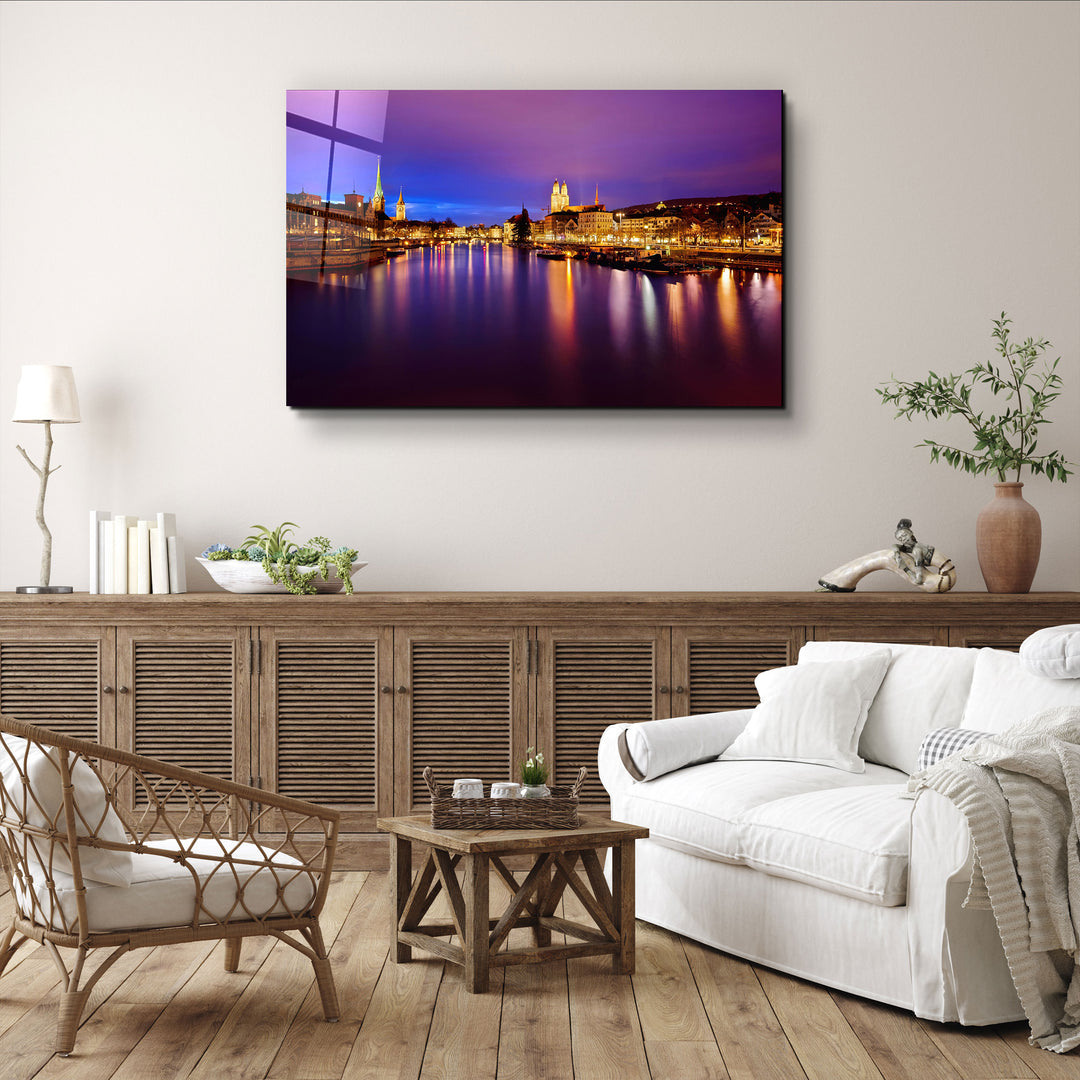 ・"Zurich Night"・Glass Wall Art | Artdesigna Glass Printing Wall Arts.