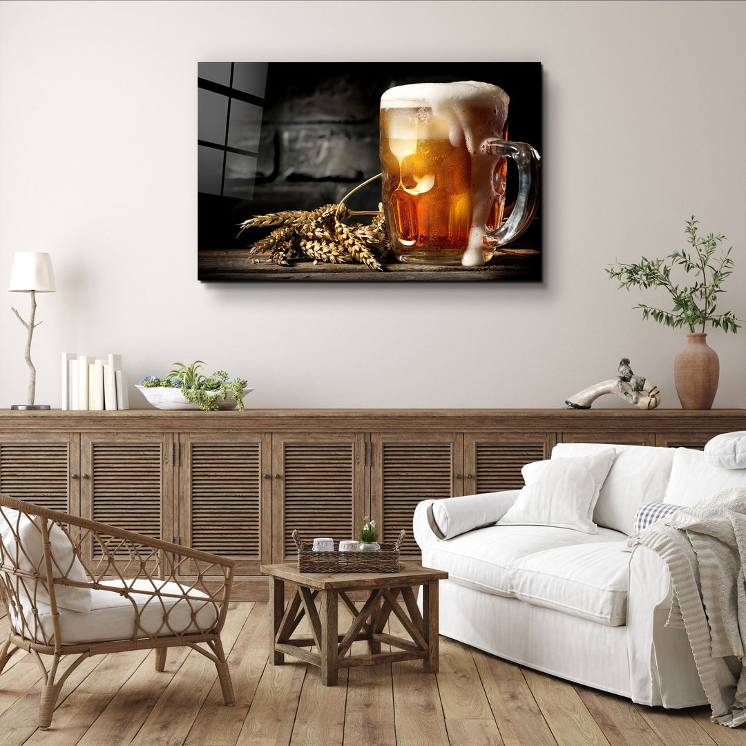 ・"Bubbling Beer"・Glass Wall Art | Artdesigna Glass Printing Wall Arts.