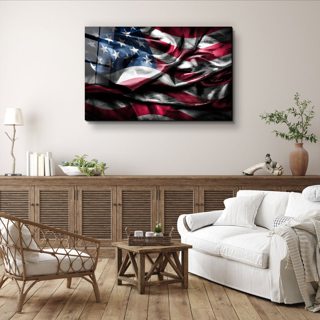 ・"Flag of the U.S."・Glass Wall Art | Artdesigna Glass Printing Wall Arts.