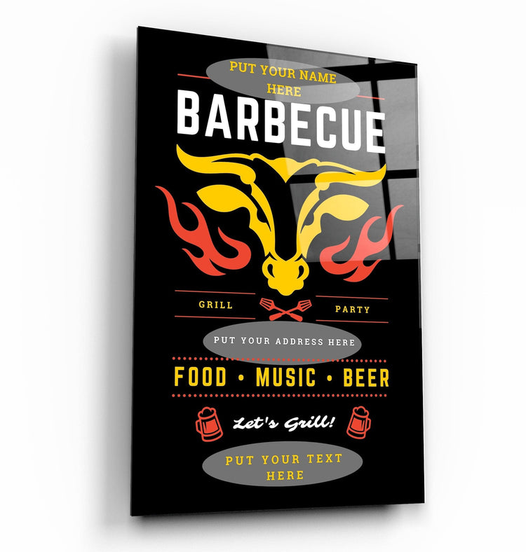 ."Barbecue Custom Printing". Glass Printing Poster | Artdesigna Glass Printing Wall Arts.