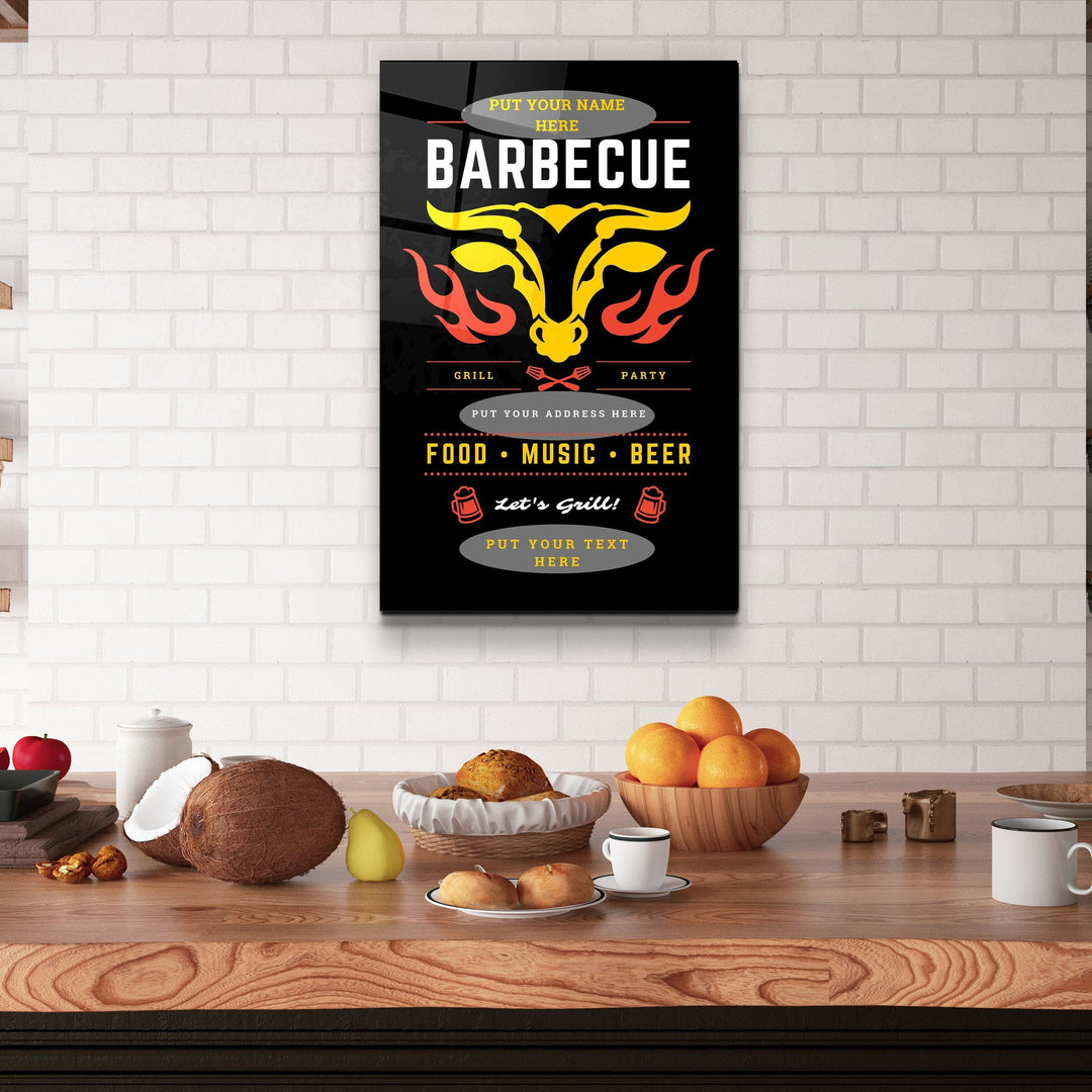 ."Barbecue Custom Printing". Glass Printing Poster | Artdesigna Glass Printing Wall Arts.