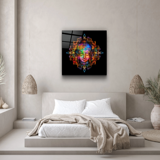 ・"Buddha Rainbow"・Glass Wall Art | Artdesigna Glass Printing Wall Arts.