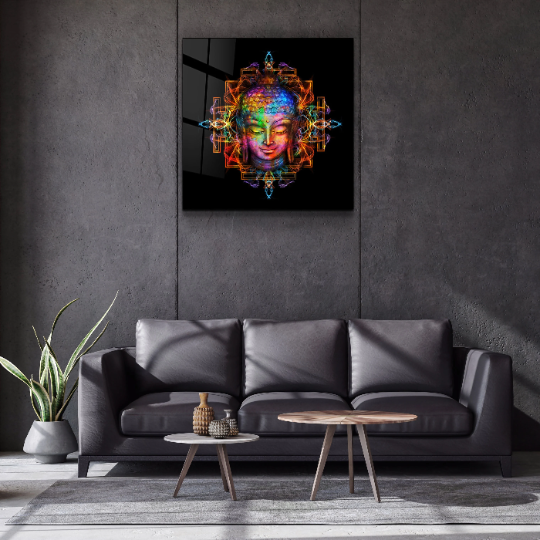 ・"Buddha Rainbow"・Glass Wall Art | Artdesigna Glass Printing Wall Arts.