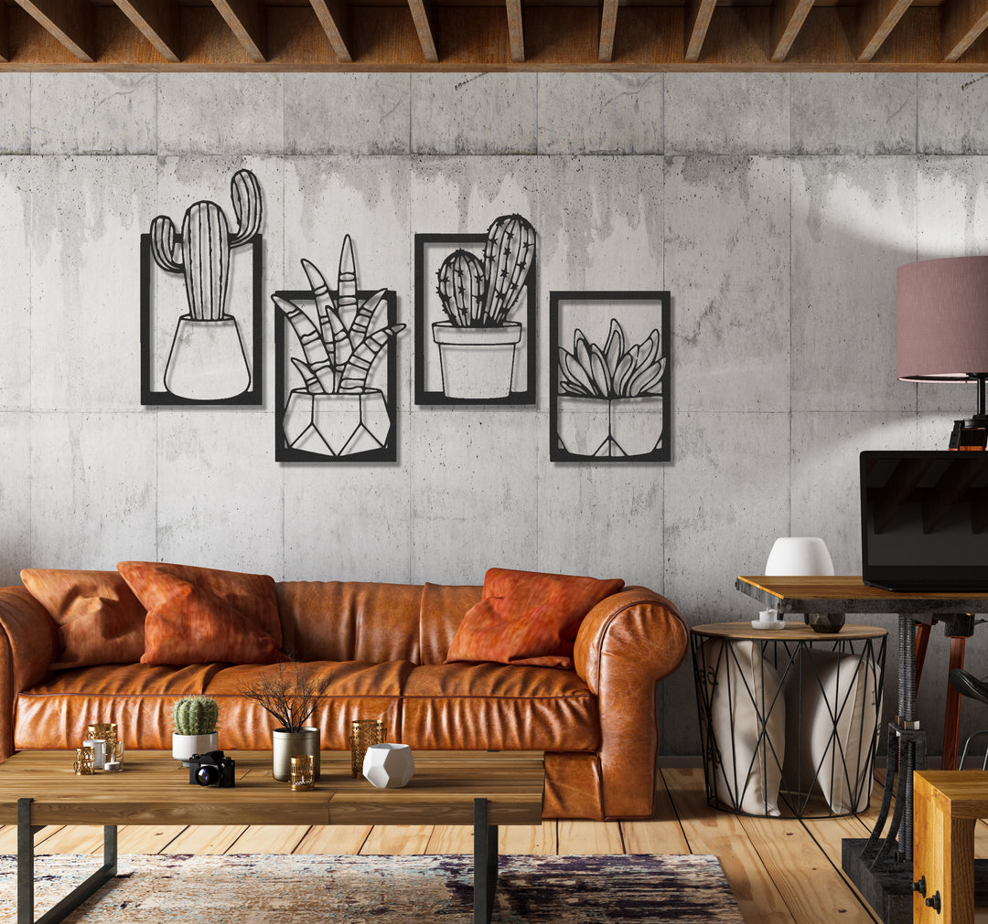 ・"Cactus Set"・Premium Metal Wall Art - Limited Edition | Artdesigna Glass Printing Wall Arts.