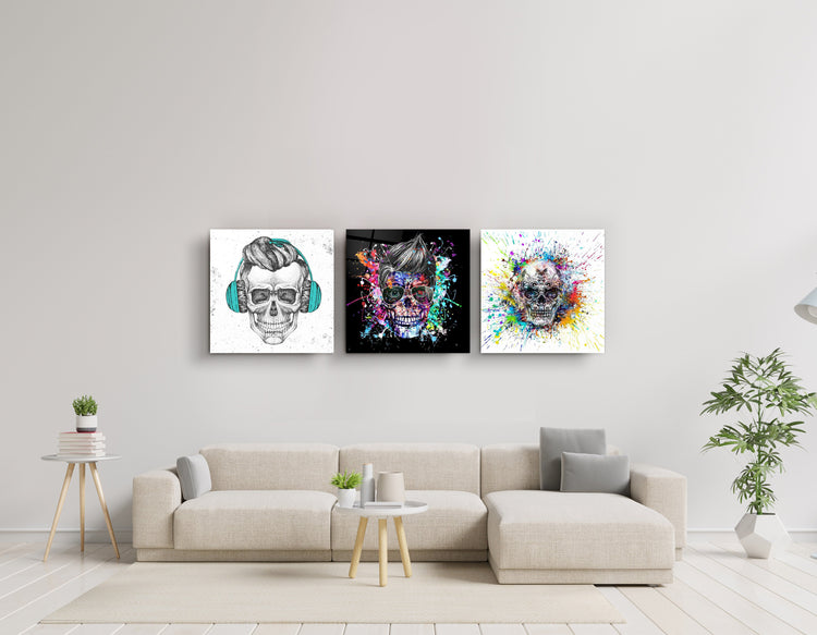 ."Skulls Combine". Glass Wall Art | Artdesigna Glass Printing Wall Arts.